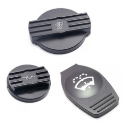 RACES Set of aluminium reservoir (oil, coolant, washer) caps - Black (Type 2)
