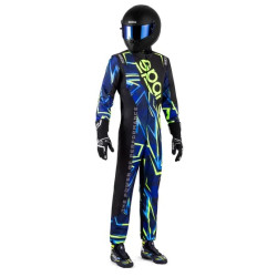 SPARCO suit PRIME-K INFINITY KID with FIA black/blue/fluro yellow