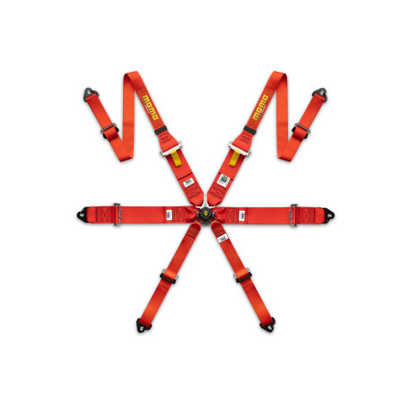Cinture di sicurezza e accessori Cinture di sicurezza sportive a 6 punti omologate FIA MOMO PRO DRIVER FHR 2"/3" (50/76mm), rosso | race-shop.it