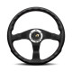 Volanti 3 spokes steering wheel MOMO CORSE 2.0, leather black | race-shop.it