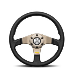 Volante sportivo a 3 razze MOMO TUNER, 350mm, pelle, calice 40mm, nero/grigio