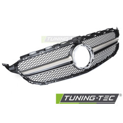 Grille with CAMERA HOLE for MERCEDES W205 18-21 / S205 18-21 / C205 18-23 / A205 18-23 (Black Silver)