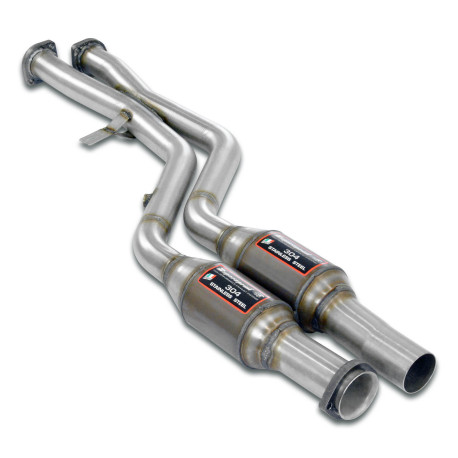Sistemi di scarico SUPERSPRINT Supersprint Front Metallic catalytic converter right - left + "X-Pipe" BMW E32 - All models (For S38 engine conversion) | race-shop.it