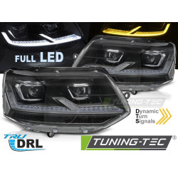 HEADLIGHTS FULL LED BLACK CHROME SEQ DRL fits VW T5.1 10-15