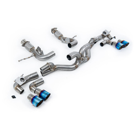 Sistemi di scarico Milltek Milltek Cat-back exhaust for Chevrolet Corvette Stingray 6.2L V8 & E-Ray Hybrid (C8) (non-GPF) 2020+ - Burnt/blue titanium tips | race-shop.it