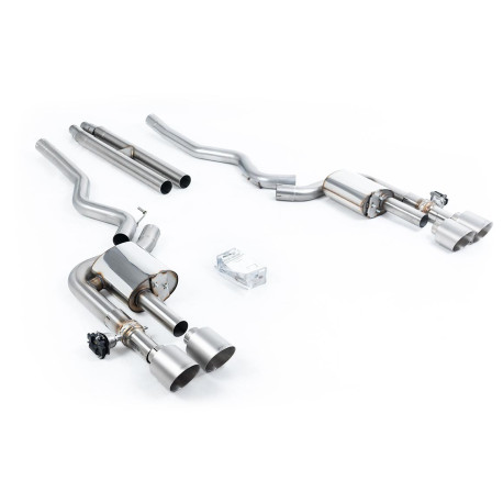 Sistemi di scarico Milltek Milltek Cat-back exhaust (loudest) valved for Ford Mustang 5.0 V8 Mach 1 (non-GPF) 2021-2023 - Brushed titanium tips | race-shop.it