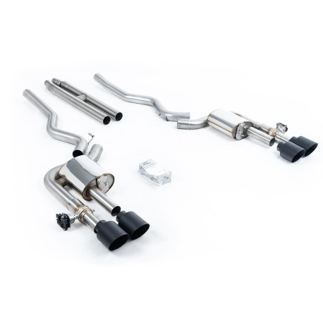 Sistemi di scarico Milltek Milltek Cat-back exhaust (loudest) valved for Ford Mustang 5.0 V8 Mach 1 (non-GPF) 2021-2023 - Cerakote black tips | race-shop.it