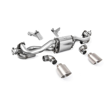 Sistemi di scarico Milltek Milltek GPF-back exhaust for Porsche Cayman 718 GT4 4.0 (GPF, Manual) 2020+ - Brushed titanium tips | race-shop.it