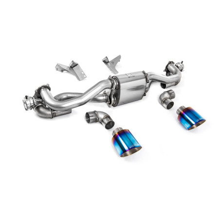 Sistemi di scarico Milltek Milltek GPF-back exhaust burnt/blue titanium tips for Porsche Cayman 718 GT4 4.0 (GPF) 2020+ | race-shop.it
