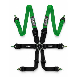 Cinture di sicurezza sportive a 6 punti omologate FIA RACES EVO per HANS 2"/3" (50/76mm), verde/nero