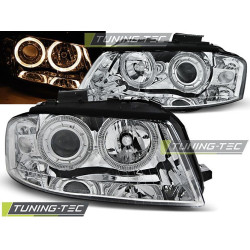 TUNING-TEC fari anteriori (Angel Eyes) per AUDI A3 8P 05.03-03.08 (H7), cromo
