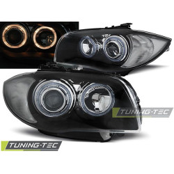 TUNING-TEC fari anteriori (Angel Eyes) per BMW 1 E87/E81/82/88 04-11 (H7), nero, V2