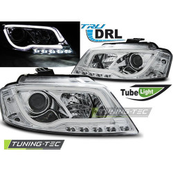 TUNING-TEC fari anteriori (Tube Light, DRL) per AUDI A3 8P 08-12 (H7/H1), cromo