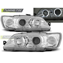 TUNING-TEC fari anteriori (Angel Eyes) per PEUGEOT 306 02.93-04.97 (H1), cromo