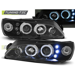TUNING-TEC fari anteriori (Angel Eyes) per PEUGEOT 306 05.97-03.01 (H1), nero