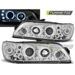 TUNING-TEC fari anteriori (Angel Eyes) per PEUGEOT 306 05.97-03.01 (H1), cromo