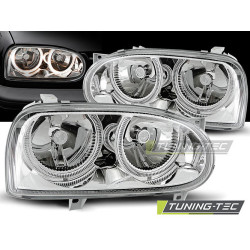 TUNING-TEC fari anteriori (Angel Eyes) per VW GOLF 3 09.91-08.97 (H7), cromo, V1