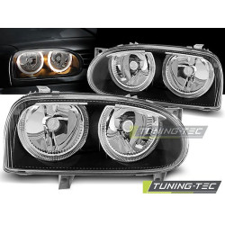TUNING-TEC fari anteriori (Angel Eyes) per VW GOLF 3 09.91-08.97 (H7), nero, V1