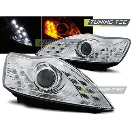 Fari TUNING-TEC fari anteriori (DRL) per FORD FOCUS 02.08-10 (H7), cromo | race-shop.it
