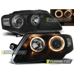 TUNING-TEC fari anteriori (Angel Eyes) per VW PASSAT B6 3C 03.05-10 (H7), nero