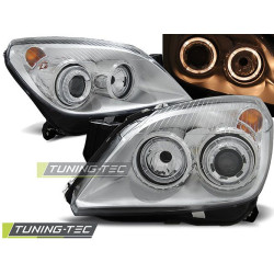 TUNING-TEC fari anteriori (Angel Eyes) per OPEL ASTRA H 03.04-09 (H7), cromo