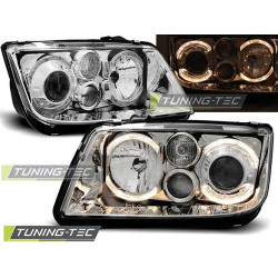 TUNING-TEC fari anteriori (Angel Eyes) per VW BORA 09.98-07.05 (H7), cromo