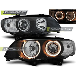 TUNING-TEC fari anteriori (Angel Eyes) per BMW X5 E53 09.99-10.03 (H7), nero, V1