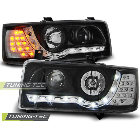 Fari TUNING-TEC fari anteriori (DRL) per VW T4 90-03.03 TRANSPORTER (H1), nero, V2 | race-shop.it