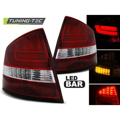 Fari TUNING-TEC fanali posteriori a LED (LED Bar) per WHIE SKODA OCTAVIA II SEDAN 04-12 (LIFTBACK), rosso | race-shop.it