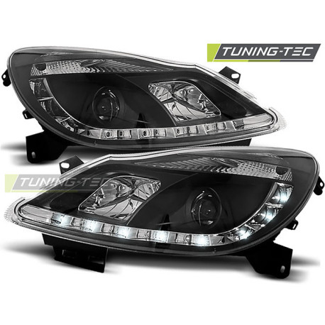 Fari TUNING-TEC fari anteriori (DRL) per OPEL CORSA D 04.06-11 (H1), nero, V1 | race-shop.it