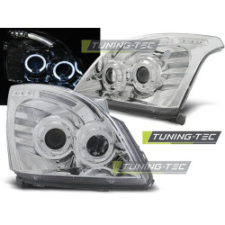 TUNING-TEC fari anteriori (Angel Eyes) per TOYOTA LAND CRUISER 120 03-09 (H7/H3, senza omologazione), cromo