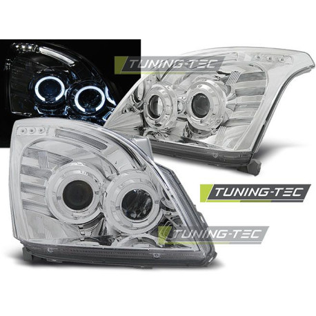 Fari TUNING-TEC fari anteriori (Angel Eyes) per TOYOTA LAND CRUISER 120 03-09 (H7/H3, senza omologazione), cromo | race-shop.it