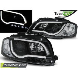 TUNING-TEC fari anteriori (Tube Light) per AUDI A3 8P 05.03-03.08 (H7/H1), nero