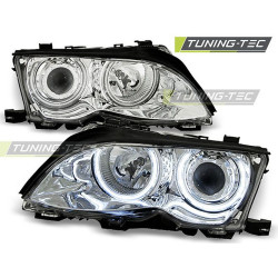 TUNING-TEC fari anteriori (CCFL, Angel Eyes) per BMW E46 09.01-03.05 (LIMOUSINE, TOURING, H7), cromo