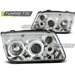 TUNING-TEC fari anteriori (Angel Eyes) per VW BORA 09.98-07.05 (H1), cromo