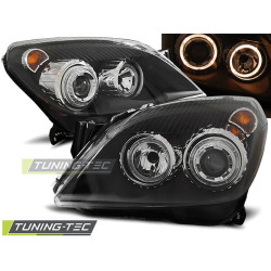 TUNING-TEC fari anteriori (Angel Eyes) per OPEL ASTRA H 03.04-09 (H7), nero