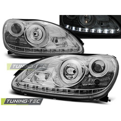 TUNING-TEC fari anteriori (DRL) per MERCEDES W220 S-KLASA 09.98-05.05 (H7), cromo