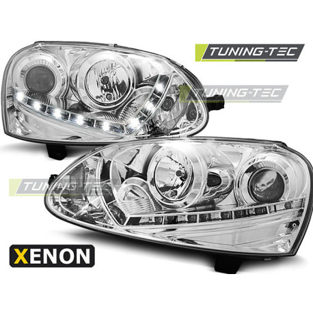 Fari TUNING-TEC fari anteriori (DRL) per XENON VW GOLF 5 03-08 (D2S/H7), cromo | race-shop.it