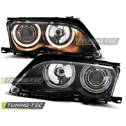 TUNING-TEC fari anteriori (Angel Eyes) per BMW E46 09.01-03.05 S/T (LIMOUSINE, TOURING, H7), nero
