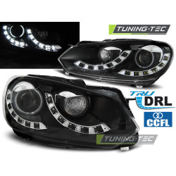 TUNING-TEC fari anteriori (True DRL) per DUAL VW GOLF 6 10.08-12 (H7), nero