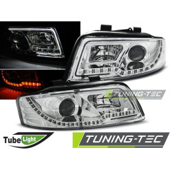 TUNING-TEC fari anteriori (Tube Light) per AUDI A4 10.00-10.04 (H7/H1), cromo