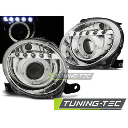 TUNING-TEC fari anteriori (Projector) per FIAT 500 07-15 (H1), cromo