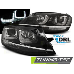 TUNING-TEC fari anteriori a LED (U-LED) per LINE VW GOLF 7 11.12-17 (H7), cromo, nero