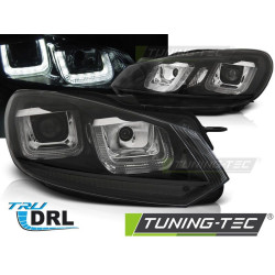 FARI U-LED LUCE DIURNA DRL NERO LINE per VW GOLF 6 08-12