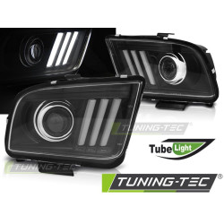 TUNING-TEC fari anteriori (Tube Light) per FORD MUSTANG 04-09 (H7, senza omologazione), nero