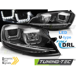 FARI LUCE U-LED DRL NERO SEQ per VW GOLF 7 11.12-17