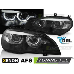 XENON FARI ANTERIORI ANGEL EYES LED DRL NERO AFS per BMW X5 E70 07-10