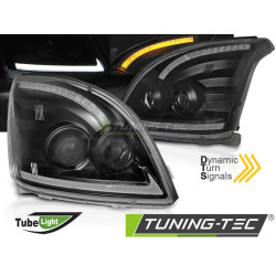 TUNING-TEC fari anteriori (Tube Light, SEQ) per TOYOTA LAND CRUISER 120 03-09 (H7/H3, senza omologazione), nero