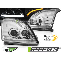 TUNING-TEC fari anteriori (Tube Light, SEQ) per TOYOTA LAND CRUISER 120 03-09 (H7/H3, senza omologazione), cromo