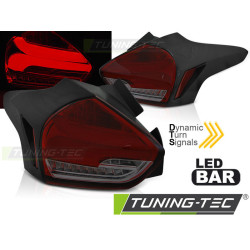 TUNING-TEC fanali posteriori a LED (SEQ) per FORD FOCUS 3 15-18 HATCHBACK, rosso-fumé, V1